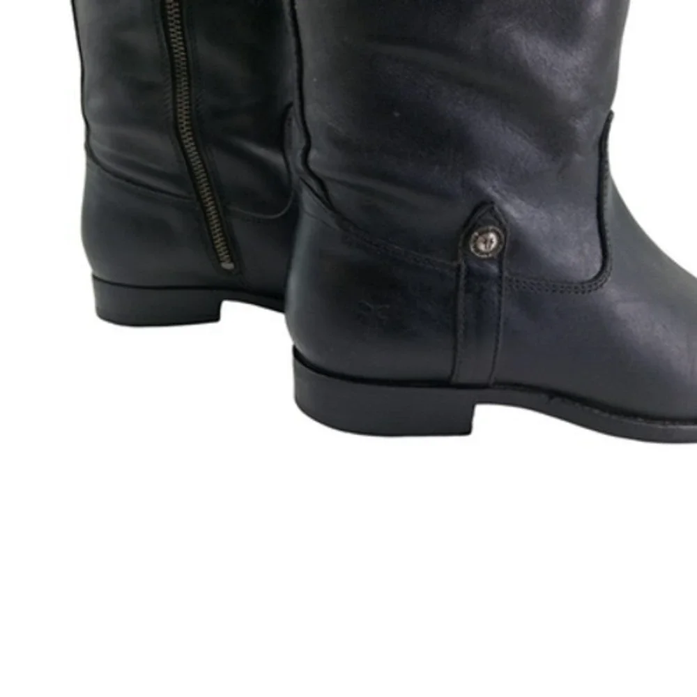 Frye Boots Womens Size 8 B Black Leather Riding Knee High Zip Extended Calf 4001